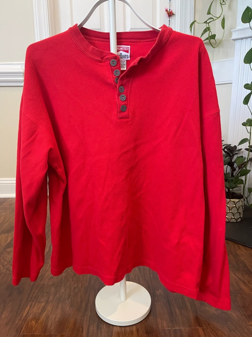 Marlboro Unlimited Red Thermal Henley Long Sleeve Shirt - Size XXL